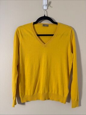 Altea Women's V-Neck Lightweight Sweater in Bright Yellow Size S